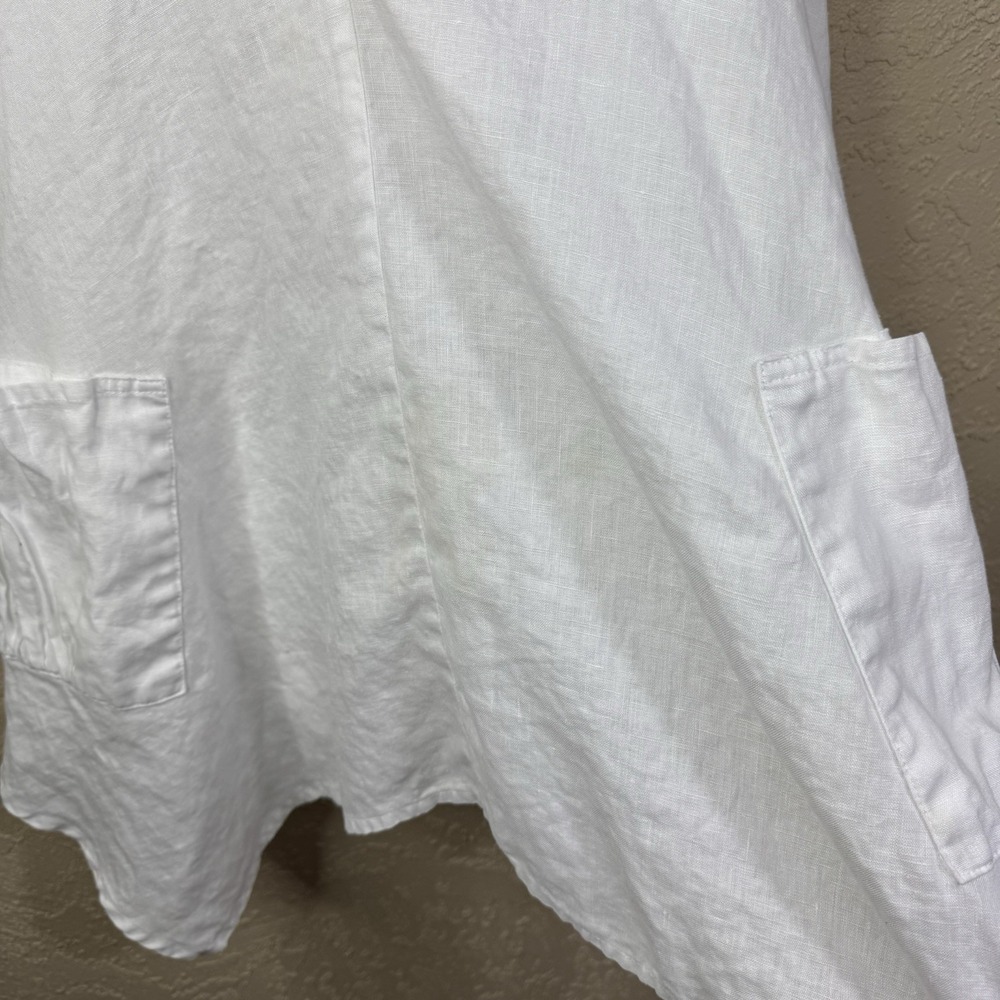 MoonLight Lagenlook Linen Tank Top Womens M/L Asymmetrical Large Button Pockets - Picture 9 of 10